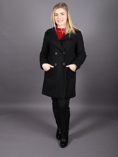 Manteau court suédine avec double boutonnage Loreen - noir