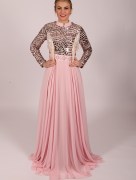 Robe longue à perle - rose