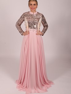 Robe longue à perle - rose
