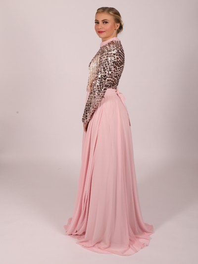 Robe longue à perle - rose