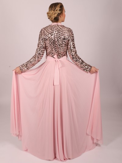 Robe longue à perle - rose