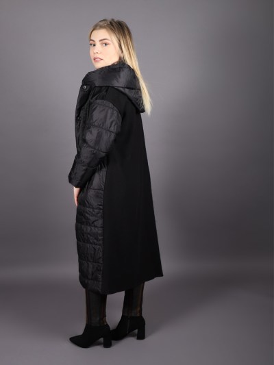 Veste fourrure matelassé avec simili-cuir Puane - noir