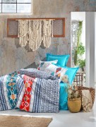 Ensemble de housse de couette 1 personne ethnique Cotton Box Marika lacivert