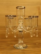 Chandelier en verre pour 5 bougies - argenté