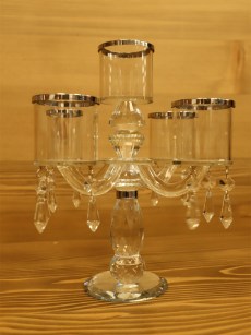Chandelier en verre pour 5 bougies - argenté