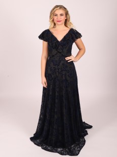 Robe en velours - noir/bleu