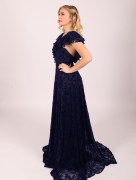 Robe en velours - noir/bleu