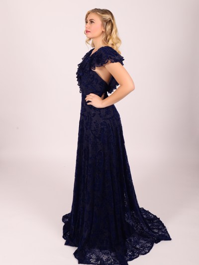 Robe en velours - noir/bleu