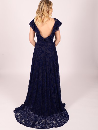 Robe en velours - noir/bleu