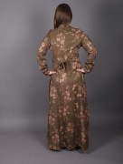 Robe longue à motif Uzunlar - marron