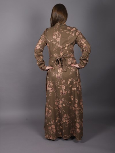 Robe longue à motif Uzunlar - marron