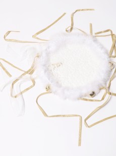 Tambourin à dentelle - blanc/doré