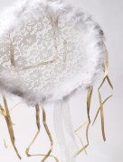 Tambourin à dentelle - blanc/doré