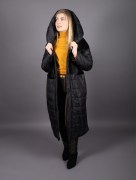 Veste fourrure matelassé avec simili-cuir Puane - noir