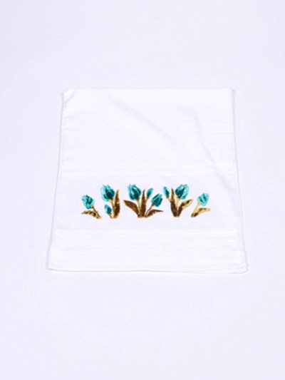 Serviette à fleur velours tulipe vert menthe