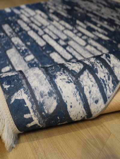 Tapis 80X150cm Rixos lavable antidérapant  bleu X-0215