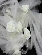 Décoration voiture mariage rétro en tulle avec fleur ( vendu par lots de 5 pièces ) blanc