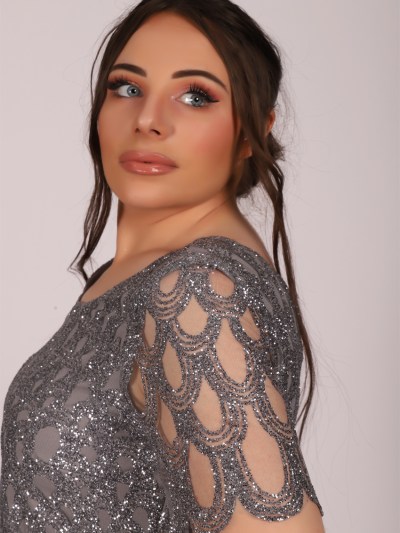 Robe courte à strass Dans - gris
