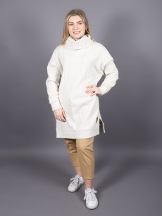 Pull à torsades maille épaisse col roulé décontracté Soul beige 