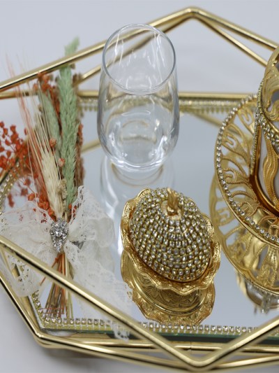 Service à café et plateau pour alliance mariée -set complet doré