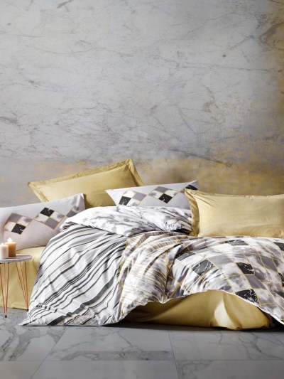 Ensemble de housse de couette 2 personne cotton box mode line stone beige