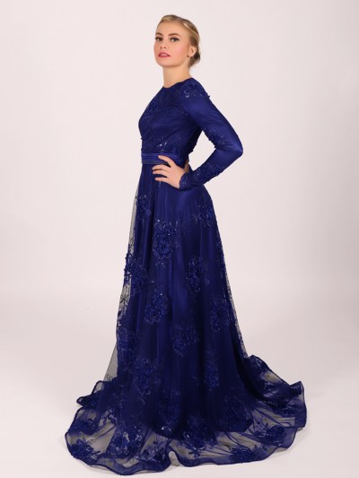 Robe longue à fleur Il'moi - bleu nuit 