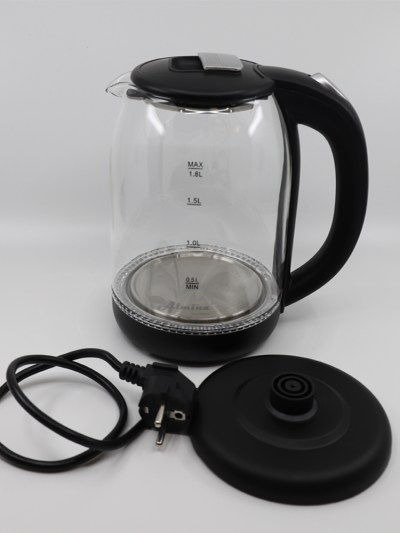 Bouilloire en verre plastique 1.8L Almina noir