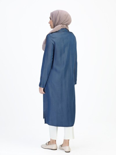 Tunique détaillée en jeans 1411 - bleu foncé