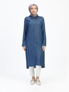 Tunique détaillée en jeans 1411 - bleu foncé