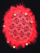 Tambourin dentelle avec plume pour mariage - rouge