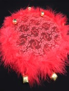 Tambourin dentelle avec plume pour mariage - rouge