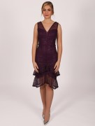 Robe courte à dentelle ceinturé Dans - violet 