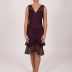 Robe courte à dentelle ceinturé Dans - violet 