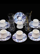 Service de thé et café 24 pièces bleu fleuri