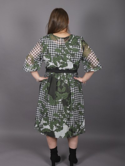 Robe trapèze à motif Ksas - kaki