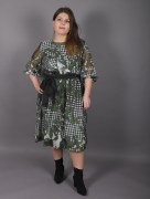 Robe trapèze à motif Ksas - kaki