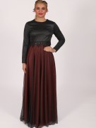 Robe longue simple Garize - bordeaux/noir