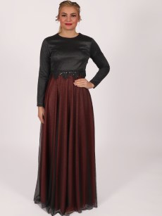 Robe longue simple Garize - bordeaux/noir