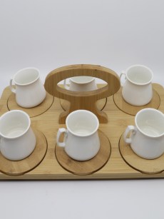 Tasse à café avec plateau bambou 