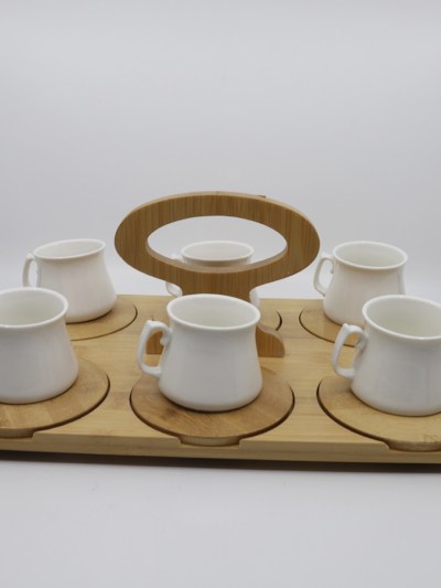 Tasse à café avec plateau bambou 