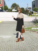 Tunique avec applique en cuir beige
