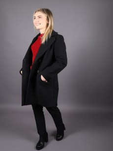 Manteau court suédine avec double boutonnage Loreen - noir