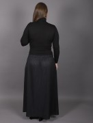 Jupe longue jacquard noir sergé à motif Sebnem 