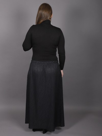 Jupe longue jacquard noir sergé à motif Sebnem 