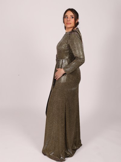 Robe longue à paillette - doré/violet