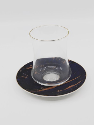 Verres à Thé 6 Pièces Zellerfeld bleu marine/ bronze