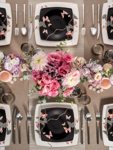 Karaca Fine Pearl Ensemble de dîner unique 62 pièces pour 12 personnes carré