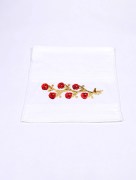 Serviette à fleur velours dahila rouge