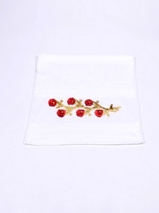 Serviette à fleur velours dahila rouge