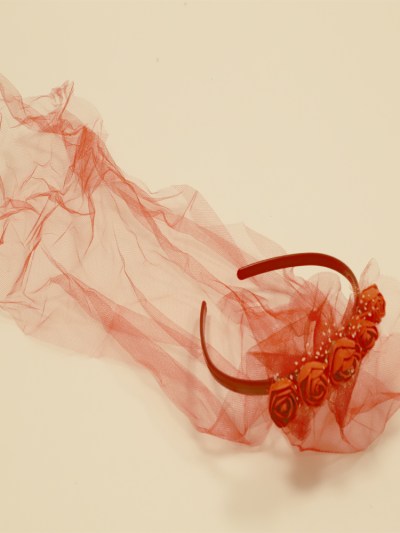 Accessoires de cheveux avec fleur et tulle ( lot de 12 pièces ) - rouge 